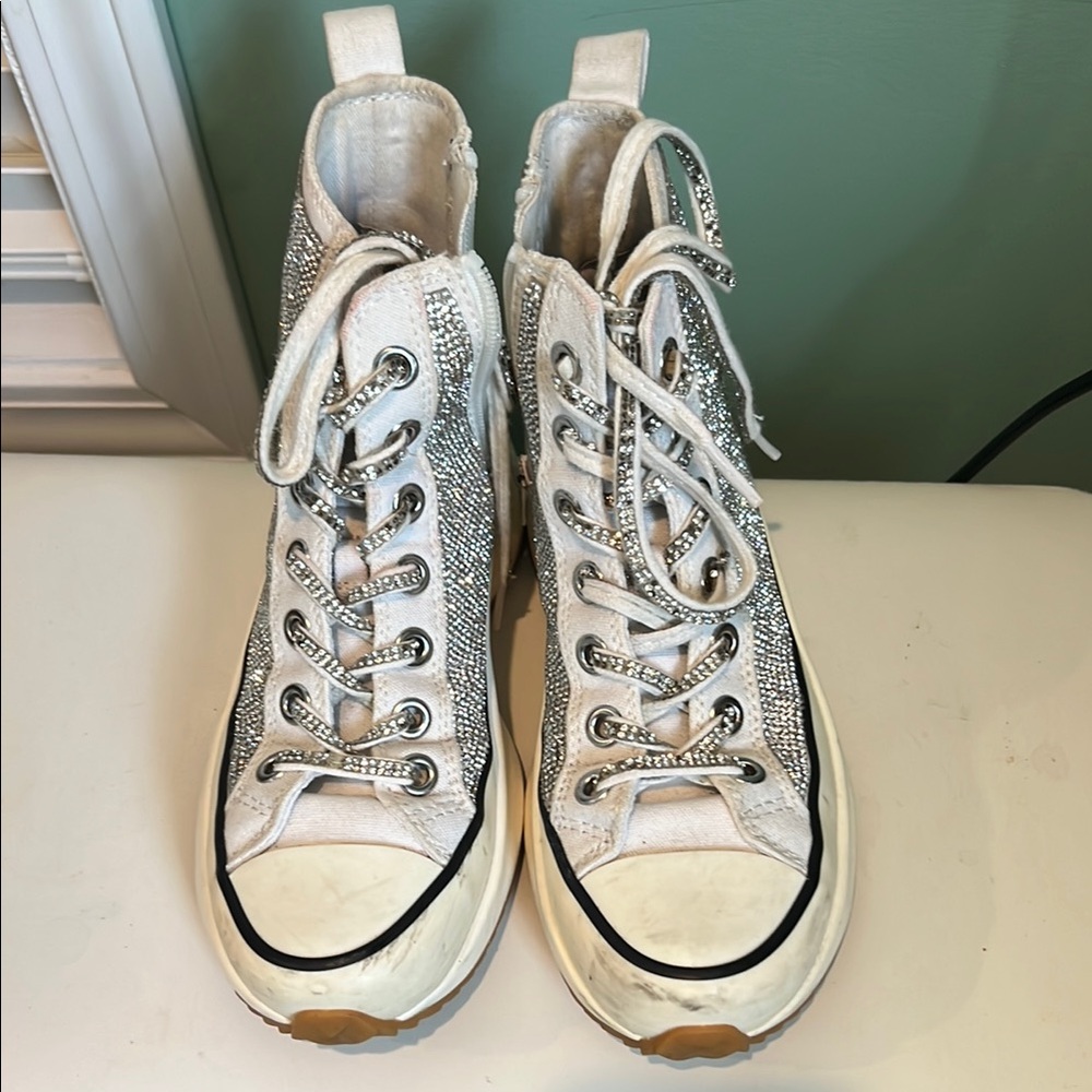 Steve Madden Silver High-Top Sneakers Canvas Style
